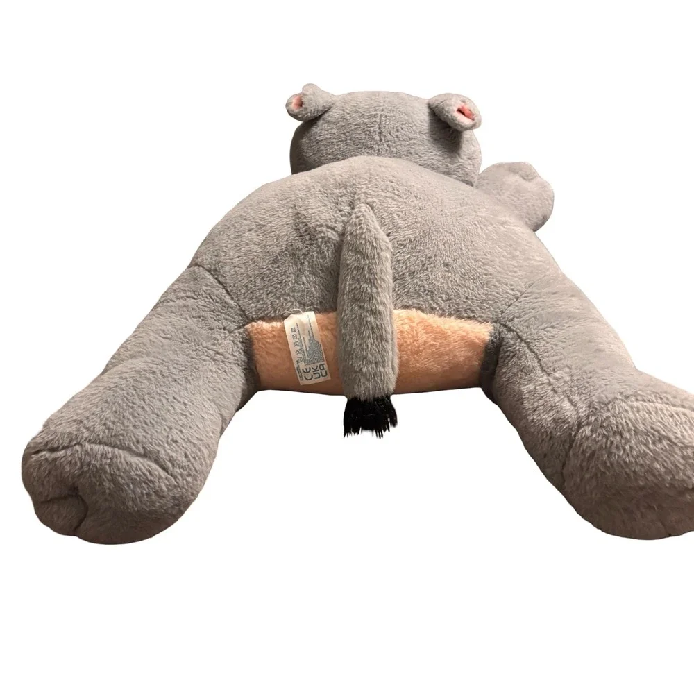 Hippo Plush Toy Kids Large Grey Floppy Laying Down Stuffed Animal